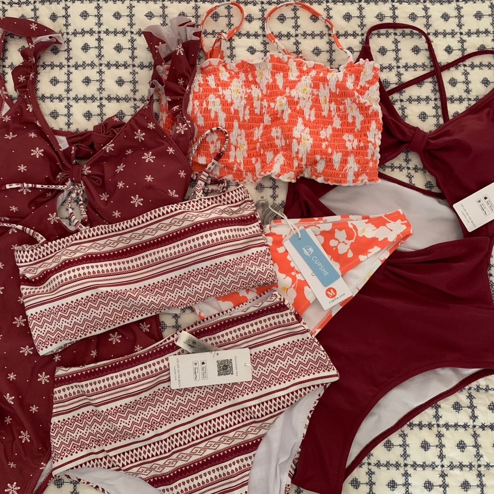 4 NEW Swimsuits: 2 bikinis, 2 one-pieces